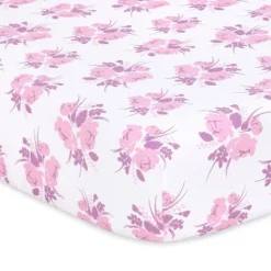 The Peanutshell Purple Floral 4-Pack Crib Fitted Sheet Set In Purple/Pink/White -Graco Sales GUEST e03316a0 27b0 4262 b6f4 b8de636e5511