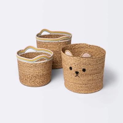 Woven Animal Round Storage Bin - Cloud Island™ Bear 5 Woven Animal Round Storage Bin - Cloud Island™ Bear - Image 3