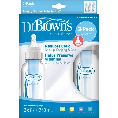 Dr. Brown's Dr. Brown's Natural Flow Anti-Colic Baby Bottle - Blue - 8oz/3pk 4 Dr. Brown's Dr. Brown's Natural Flow Anti-Colic Baby Bottle - Blue - 8oz/3pk - Image 2