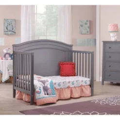 Sorelle Berkley Round Top Panel Standard Full-Sized Crib Gray