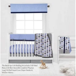 Bacati - Elephants Blue/Navy/Gray 6 Pc Crib Bedding Set With Long Rail Guard Cover 15 Bacati - Elephants Blue/Navy/Gray 6 Pc Crib Bedding Set With Long Rail Guard Cover -Graco Sales GUEST e32c009d a981 440b 93af 471c90b2d270
