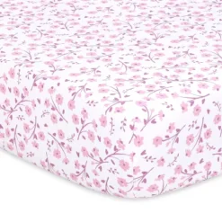 The Peanutshell Purple Floral 4-Pack Crib Fitted Sheet Set In Purple/Pink/White -Graco Sales GUEST e9975dd2 3e77 4287 97a3 6149eb88220d