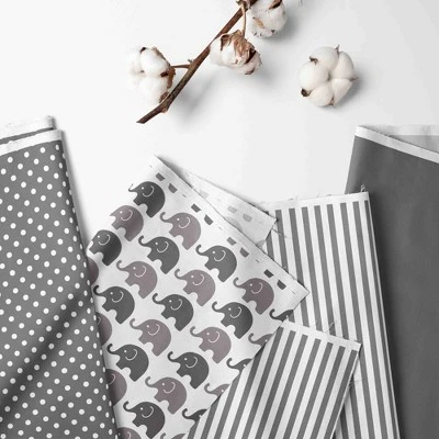 Bacati - Elephants White/Gray 4 Pc Crib Bedding Set With Diaper Caddy 3 Bacati - Elephants White/Gray 4 Pc Crib Bedding Set With Diaper Caddy