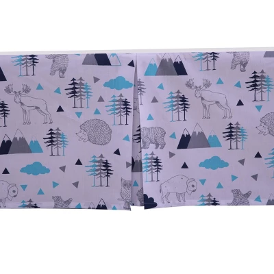 Bacati - Woodlands Aqua/Navy/Gray Boys Cotton Crib/Toddler Boys Cotton Crib Skirt 4 Bacati - Woodlands Aqua/Navy/Gray Boys Cotton Crib/Toddler Boys Cotton Crib Skirt - Image 2