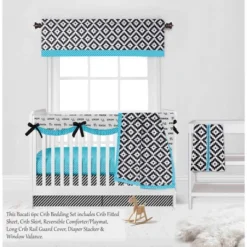 Bacati - Love Aztec Print Black Turquoise 6 Pc Crib Bedding Set With Long Rail Guard Cover -Graco Sales GUEST ee9c91a9 588f 43d5 972c 71ef686e9793