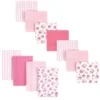 Luvable Friends Infant Girl Cotton Flannel Burp Cloths And Receiving Blankets, 11-Piece, Garden, One Size
