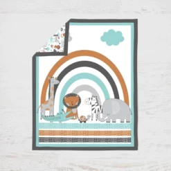 Bacati - Jungle Safari Aqua Orange Gray 3 Pc Crib Bedding Set -Graco Sales GUEST f12d34bf ff1b 4e79 9bc1 a9537b7f1023