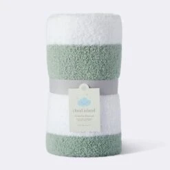 Chenille Stripe Baby Blanket - Green And White Stripe - Cloud Island™ -Graco Sales GUEST f1d770bd 8395 4c5f 908f 0abf2d889710