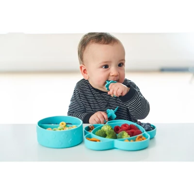 Grabease 4-Piece Stay-Put Table Set For Babies & Toddlers 6 Months & Up, Divided Bowl With Suction Bottoms Plus Self-Feeding Spoon & Fork 4 Grabease 4-Piece Stay-Put Table Set For Babies & Toddlers 6 Months & Up, Divided Bowl With Suction Bottoms Plus Self-Feeding Spoon & Fork - Image 2