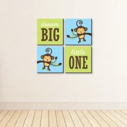 Big Dot Of Happiness Blue Monkey Boy - Kids Room, Nursery Decor And Decor - 11 X 11 Inches Nursery Wall Art - Set Of 4 Prints For Baby's Room -Graco Sales GUEST f8db6a3b 9a09 43d4 8d71 33fdd6ea16e7