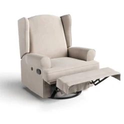 Storkcraft Serenity Wingback Upholstered Reclining Glider With USB Charging Port -Graco Sales GUEST f9407012 dbe4 4cd3 8d7f 3defe3442ca8