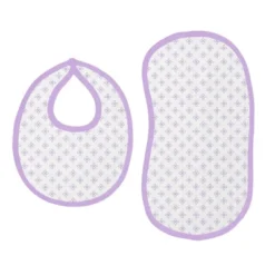 Bacati - Petals/Floral Muslin 4 Pc Set Of Bibs & Burp Cloths Set Lilac -Graco Sales GUEST fa51f940 f7e2 42a8 a3b7 37654dd4dbc4