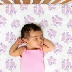 The Peanutshell Purple Floral 4-Pack Crib Fitted Sheet Set In Purple/Pink/White -Graco Sales GUEST fbda5638 661f 450b abb4 2f31e61d2fb6