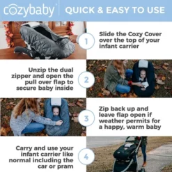 CozyBaby Cozy Cover Quilted Infant Car Seat Insulating Cover With Dual Zippers, Face Shield, And Elastic Edge For Travel During Winter Months, Black 9 CozyBaby Cozy Cover Quilted Infant Car Seat Insulating Cover With Dual Zippers, Face Shield, And Elastic Edge For Travel During Winter Months, Black -Graco Sales GUEST fc0685b8 7526 41f5 8b76 123f9d566ed1