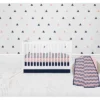 Bacati - Girls Triangles Coral Navy 10 Pc Crib Bedding Set With 4 Swaddling Blankets